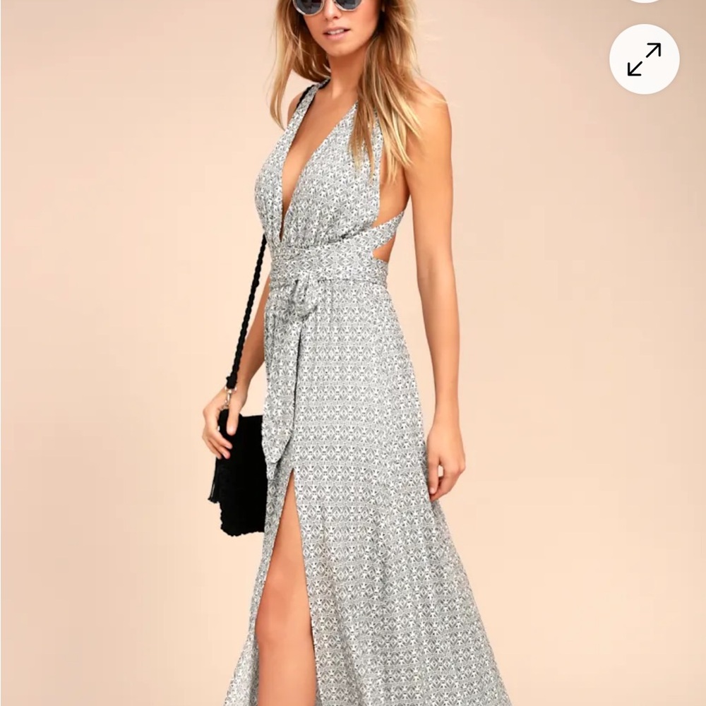 Lulu's Gray Backless Maxi Dress
